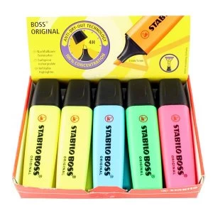 image of STABILO BOSS Original 2 5mm Chisel Tip Highlighter Assorted Colours Pack of 10