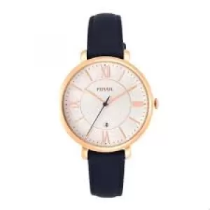 Image of Fossil Womens Vale Solar-Powered Leather Watch - Blue