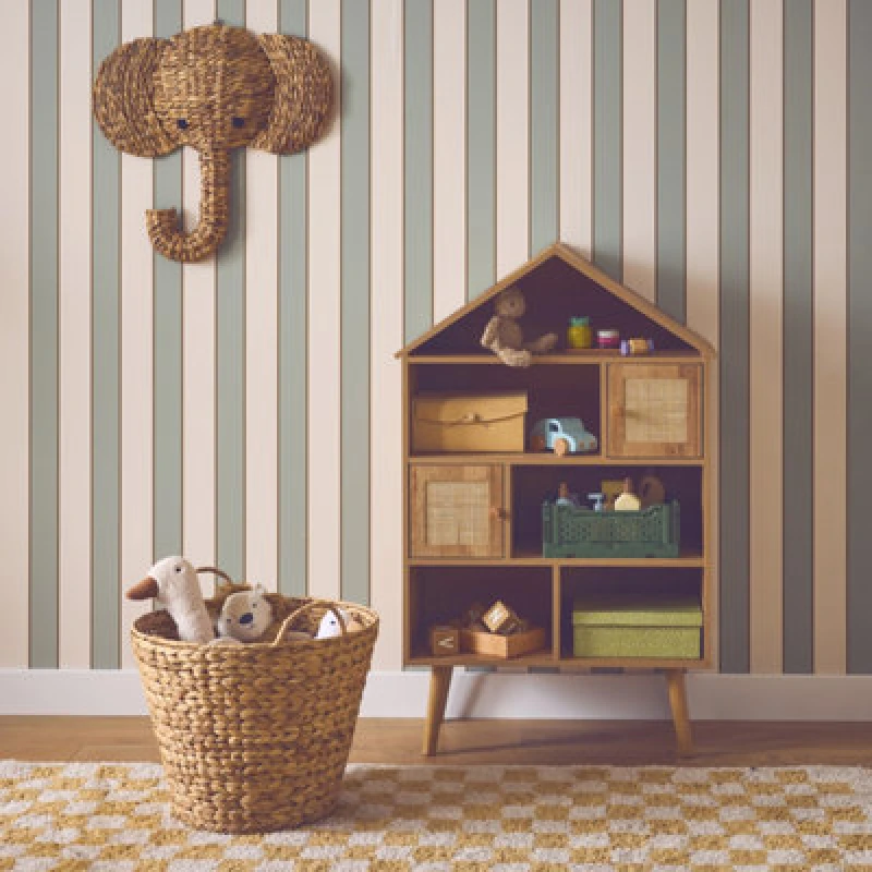 Image of sweeek Bookshelf With Wooden And Cane Effect Light Brown