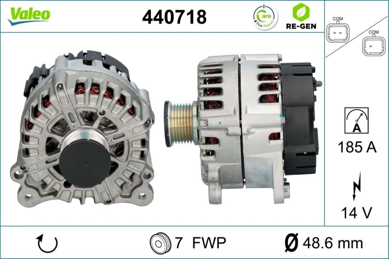 Image of VALEO 440718 Generator VALEO RE-GEN REMANUFACTURED Alternator Charging Current: 185A, Voltage: 14V Alternator (4)