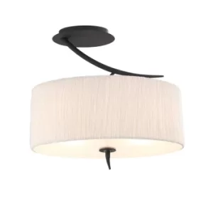 image of Eve Semi Flush Ceiling 2 Light E27, Anthracite with White Oval Shade