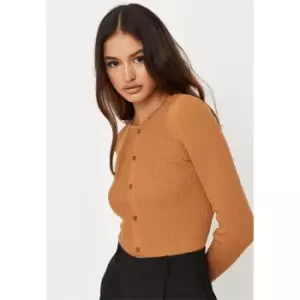 Missguided Front Long Sleeve Top - Brown