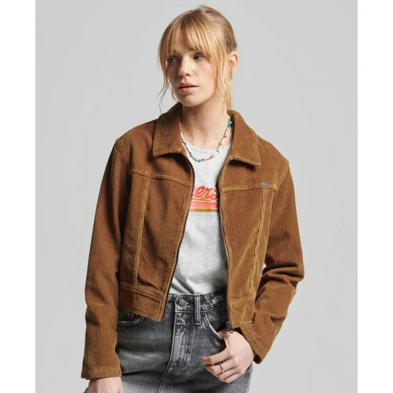 Image of Superdry Short corduroy jacket For Her Superdry Vintage Marron Female L