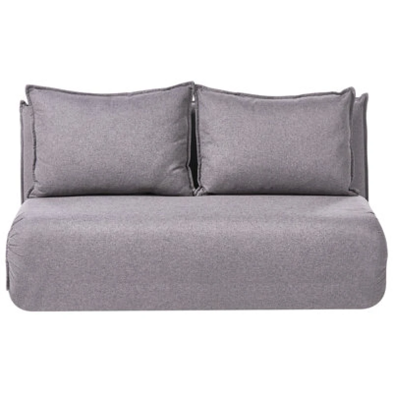 Image of Beliani Sofa Bed 2 Seater Roros Faux Linen Dark Grey