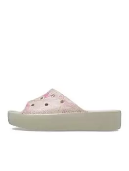 Image of Crocs Classic Crocs Platform Snake Print Slide - Bone Multi, Beige, Size 4, Women