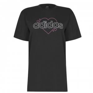 Image of adidas Love QT T Shirt - Black/Pink