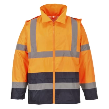 Image of Classic Hi Vis Contrast Rain Jacket Orange / Navy 3XL