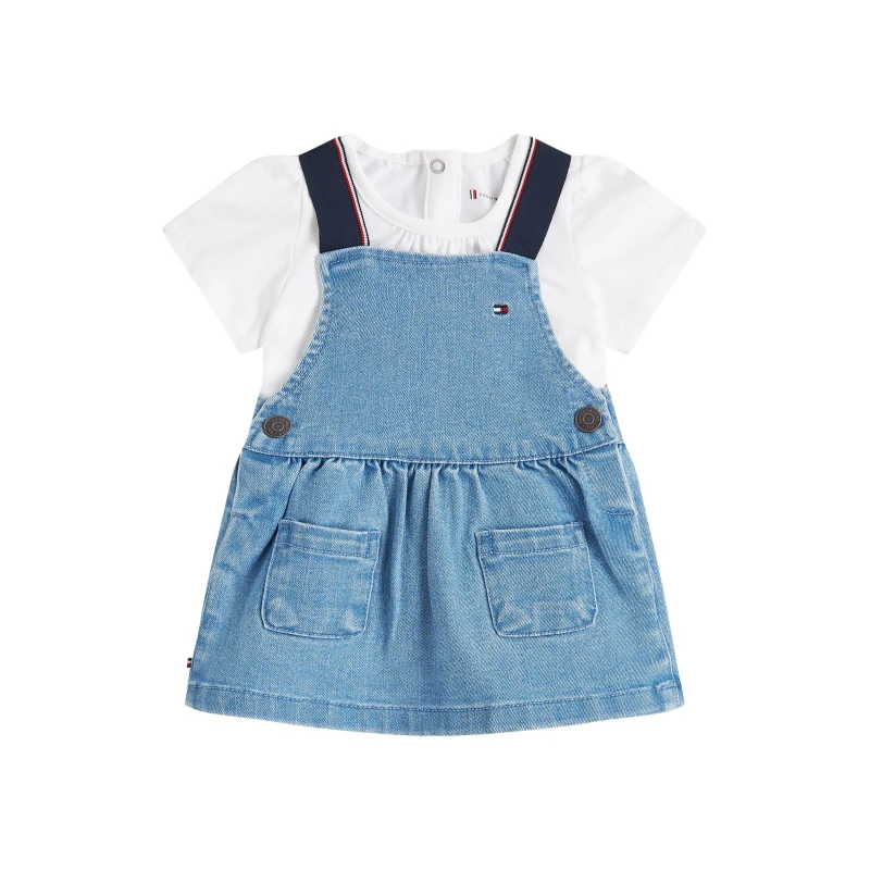 Image of Tommy Hilfiger Kids Denim Dungaree Dress Denim 1A4 female 24M(92)