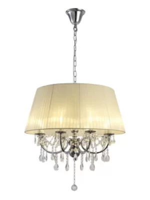 Image of Olivia Ceiling Pendant with Ivory Cream Shade 8 Light Polished Chrome, Crystal