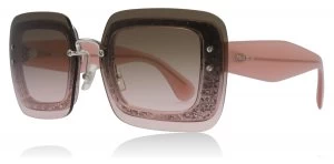 Image of Miu Miu MU01RS Sunglasses Transparent Pink Glitter UEU1E2 67mm