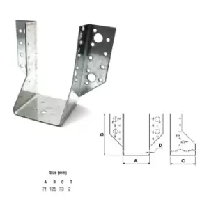 Image of Moderix - Jiffy Timber Joist Hangers Decking Lofts Roofing Zinc Packs - Size 71x125x73x2mm - Pack of 20