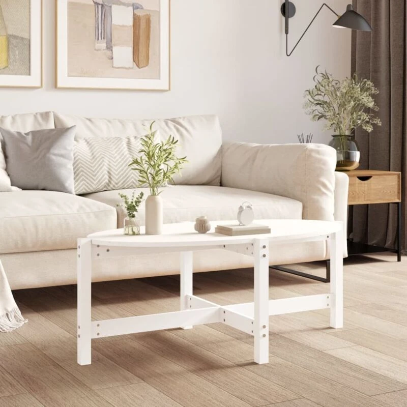 Image of Vidaxl Coffee Table White 118X63X45cm Solid Wood Pine, White 822318