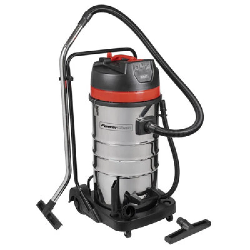 Image of Sealey Pc4100 100L Vacuum Cleaner Wet & Dry With Stainless Steel Drum 3000W/230V