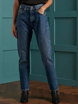 Image of Superdry High Rise Straight Jeans - Blue, Size 24, Inside Leg 30, Women