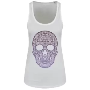 Image of Grindstore Womens/Ladies Pictoric Skull Vest Top (M) (White)