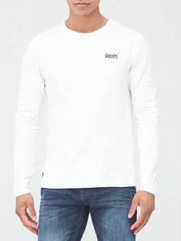 Image of Superdry Orange Label Embroidered Long Sleeve Top - White, Size 2XL, Men