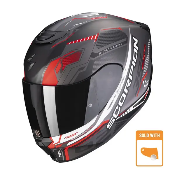 image of Scorpion Exo-391 Haut Matt Black-Silver-Red Full Face Helmet 2XL