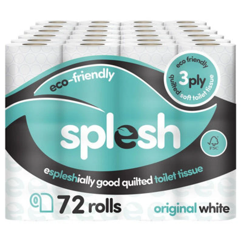 Image of Splesh 'Toilet Roll' Soft & Quilted Eco-Friendly, Original White 72 Rolls White