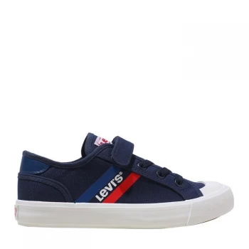 image of Levis Mission Canvas Low Kids Trainers - Navy 0040