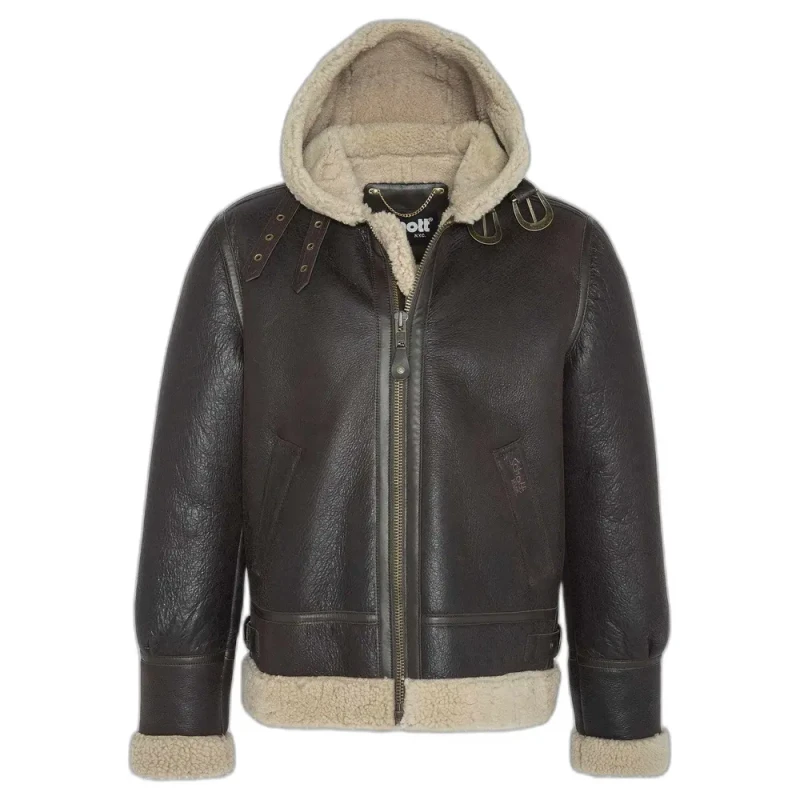Image of Schott Hooded bomber jacket Schott Marron Male M