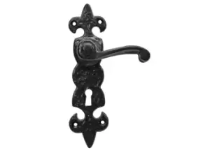 image of Eclipse 47280 Black Antique Fleur-De-Lys Lever Lock Set Black