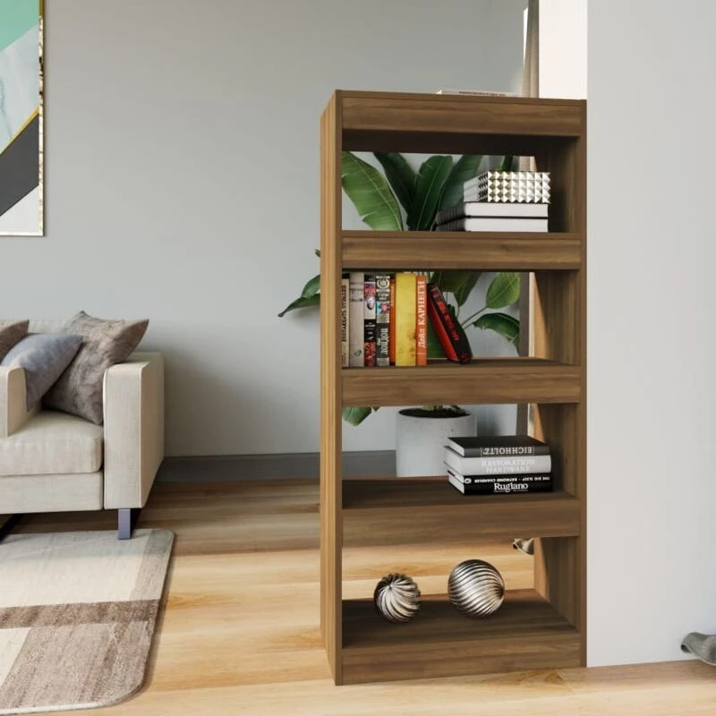 Image of VIDAXL Book Cabinet/Room Divider Brown Oak 60x30x135cm Engineered Wood Vidaxl 8720286844380