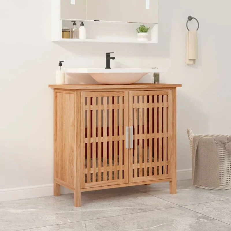 Image of VIDAXL Vidaxl - Bathroom Sink Cabinet 66x29x61.5cm Solid Wood Walnut 8720287220367