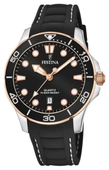 Festina Womens Black Silicone Strap Black Dial F20502/6 Watch