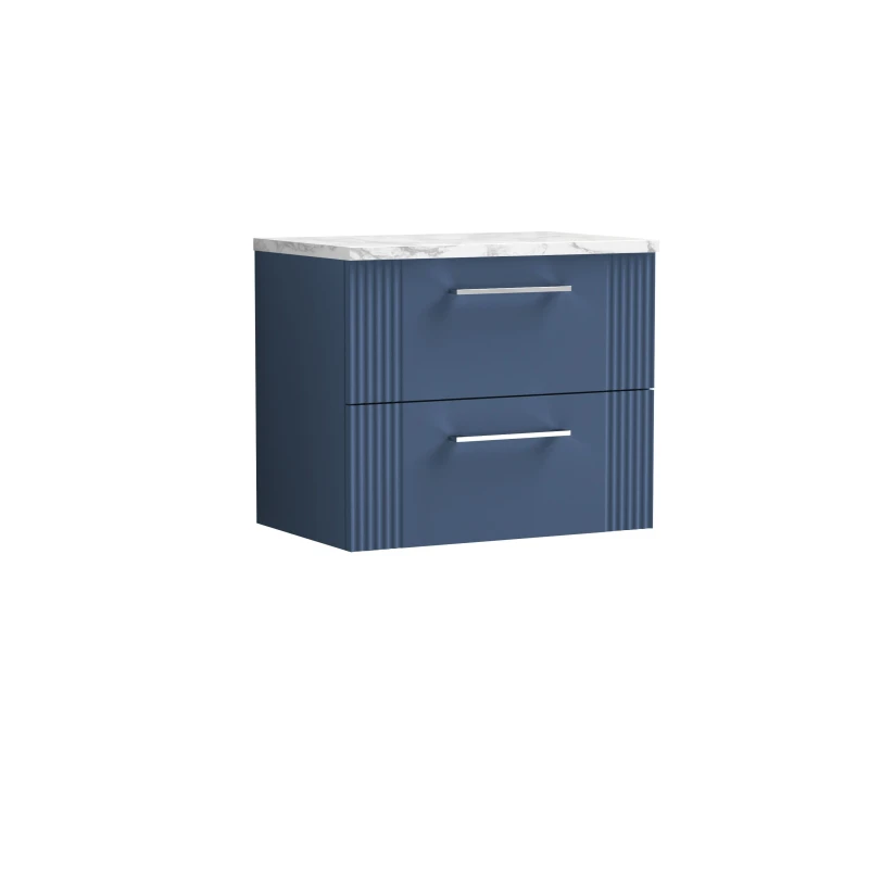 Image of Balterley 2 Drawer Wall Hung Vanity Marble Laminate Worktop Blue 600mm Blue
