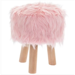 image of Pink Furry Stool Round By Lesser & Pavey