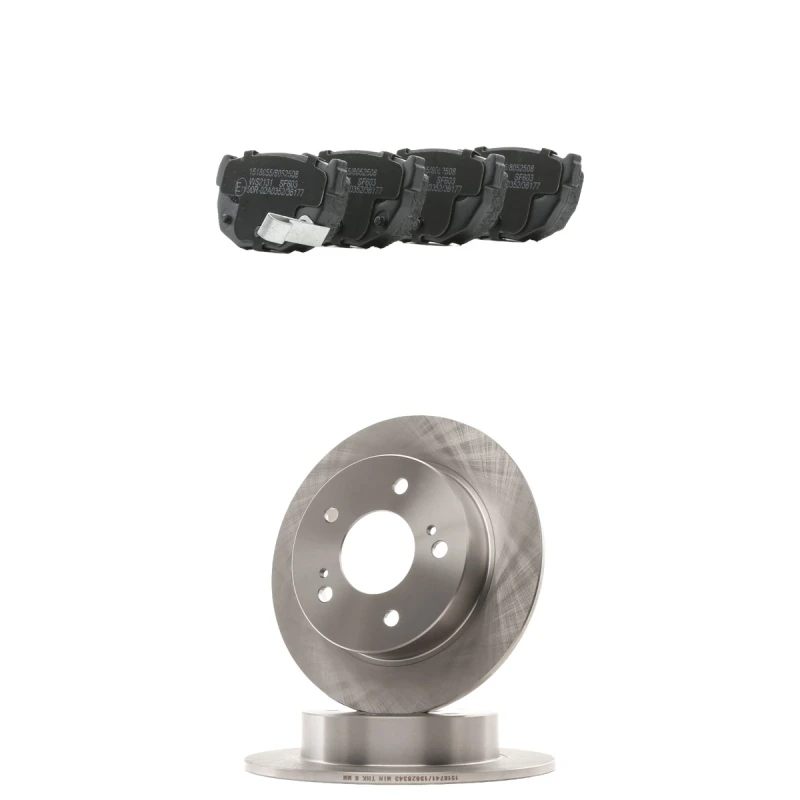 Image of RIDEX 3405B2306 Brake disc and pads set Rear Axle, Brake Disc Type: Solid, with acoustic wear warning Brake Set,disc brakes (3405)