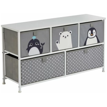 image of Liberty House Toys - Childrens Arctic Toy Storage Fabric Drawers Unit w/ 6 Drawers for Bedroom or Playroom - Grey and White