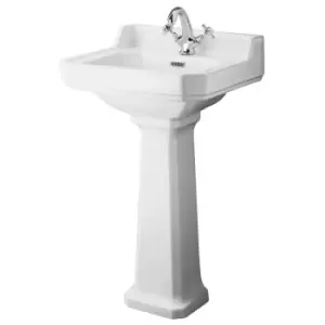 image of Hudson Reed Richmond 500mm Basin & Comfort Height Pedestal (1 Tap Hole) - White