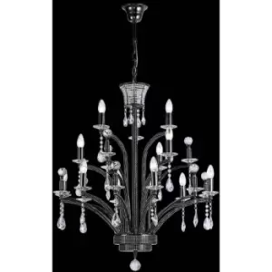 image of Orleto Large 12 Bulbs suspension Black chrome (Assembly required)