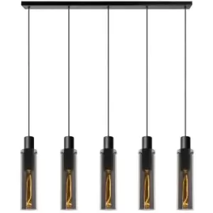 Image of Lucide ORLANDO - Bar Pendant Light - 5xE27 - Smoke Grey