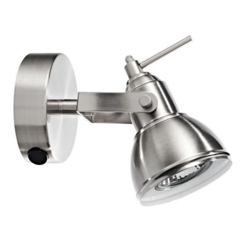 Image of Happy Homewares Unique Industrial Designed Satin Nickel Switched Wall Spot Light