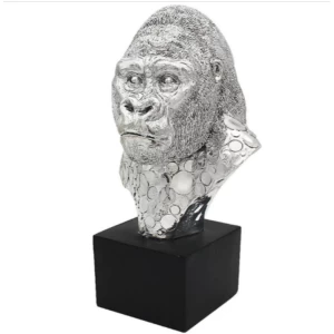 Image of Silver Art Gorilla Bust Figurine By Lesser & Pavey