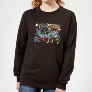 Image of Justice League Crisis On Infinite Earths Cover Womens Sweatshirt - Black - L - Black