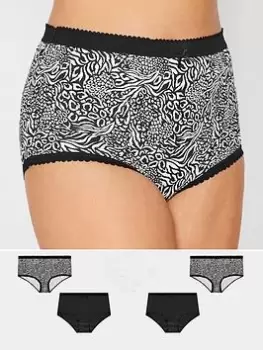 Image of Yours 5 Pack Mono Animal Full Briefs, Black, Size 18-20, Women