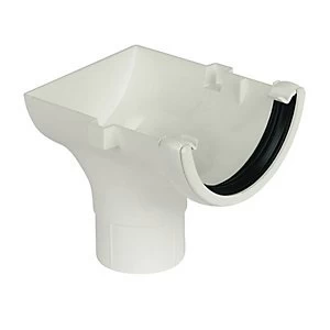 image of FloPlast RO2W Round Line Gutter Stopend Outlet - White