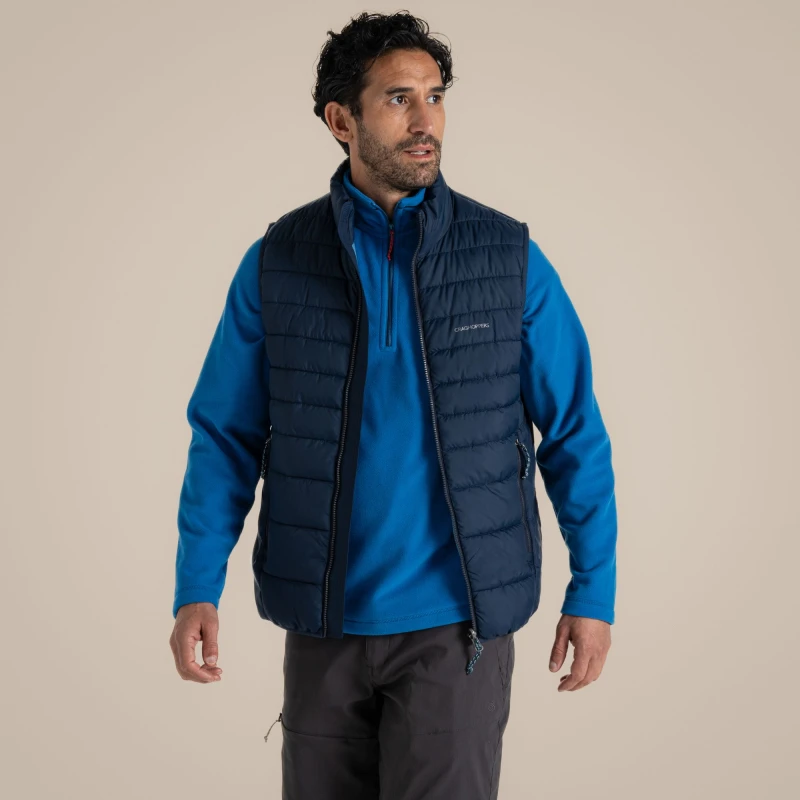 Image of Craghoppers Craghoppers Men Compresslite Vest Water-Repellent Gilet Bodywarmer in Mid Navy Size: 2X-large Mid Navy XXL Male 5063260097062