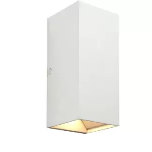 Image of Twin Outdoor IP44 Rectangular Wall Light - 2 x 5.5W CCT LED - Matt White