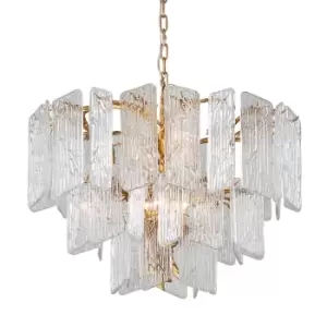 Piemonte 8 Light Chandelier Royal Gold, Glass