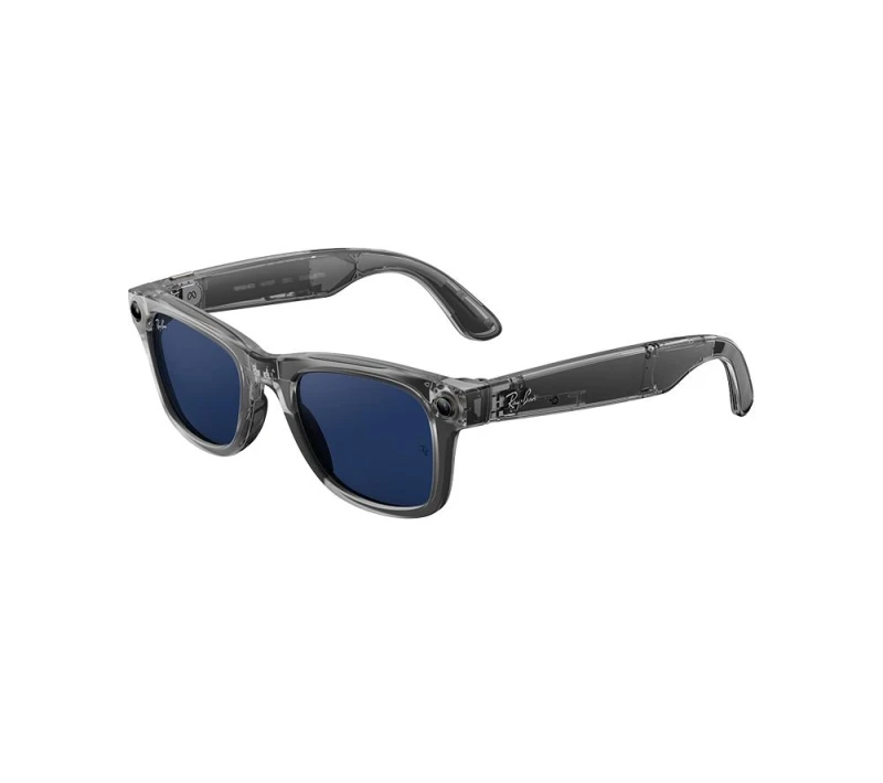 Image of RAY-BAN Meta Wayfarer (Gen 2) Glasses - Shiny Transparent Grey with Clear to Sapphire Transitions Lenses 8056262909898