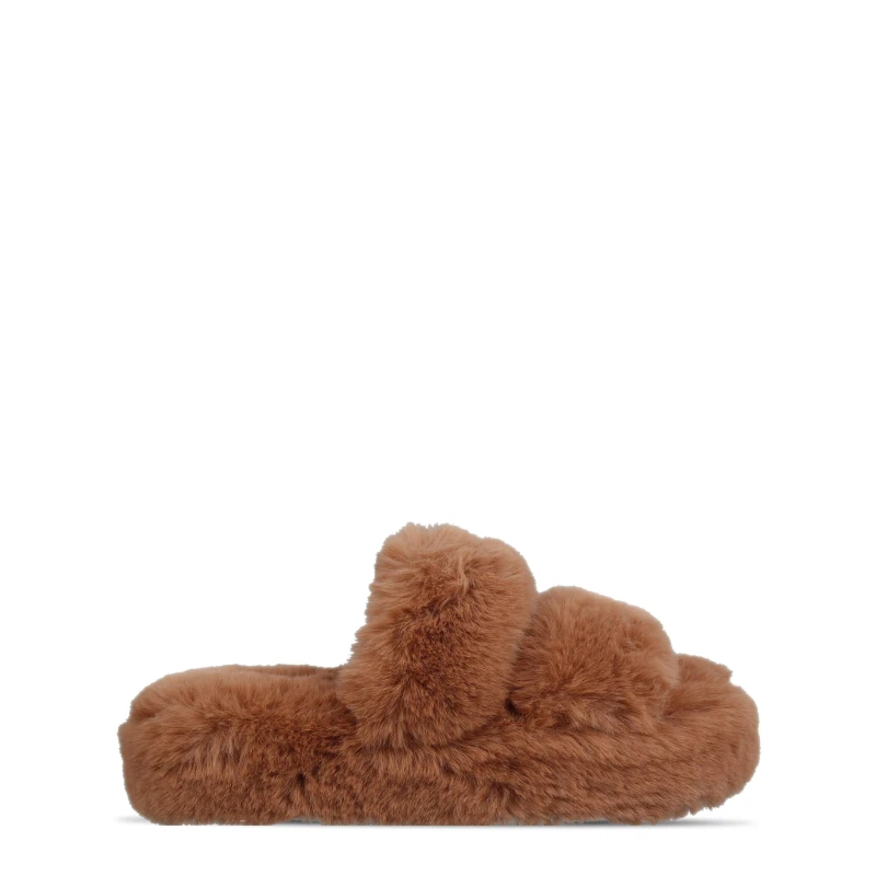Image of Jack Wills Fluffy Strap Slipper - Beige Beige 3