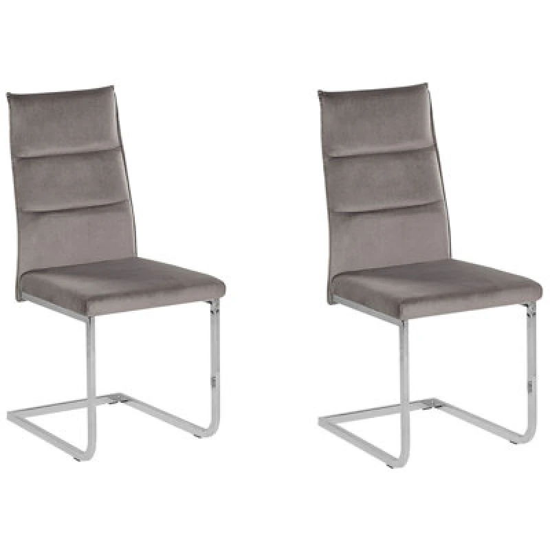 Image of Beliani Set Of 2 Dining Chairs Rockford Velvet Grey
