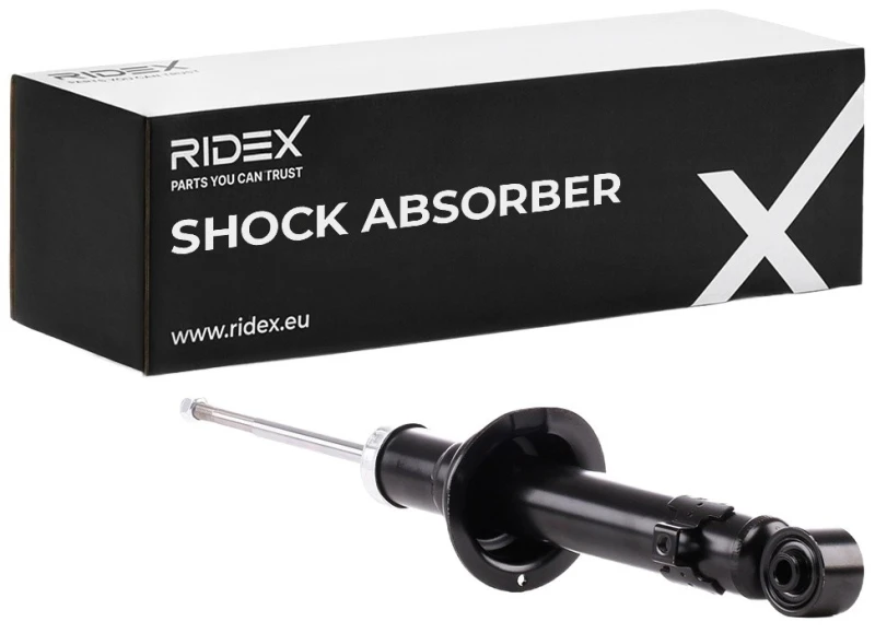 Image of RIDEX 854S0612 Shock absorber Front Axle, Gas Pressure, Twin-Tube, Spring-bearing Damper, Bottom eye Shock Absorber (854)