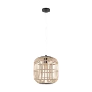 Image of Hanging Ceiling Pendant Light Black & Wicker Cage 1 x 28W E27 Feature Lamp