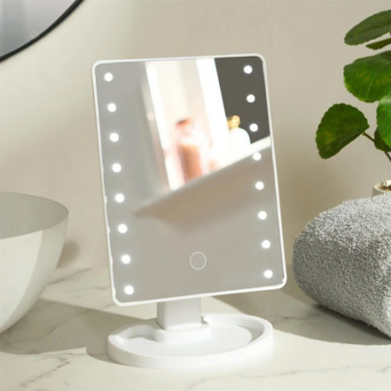 Image of OHS OHS LED Vanity Mirror Bedroom Light Up Free Standing Make Up Cosmetic in White White One Size Unisex 5027434215881