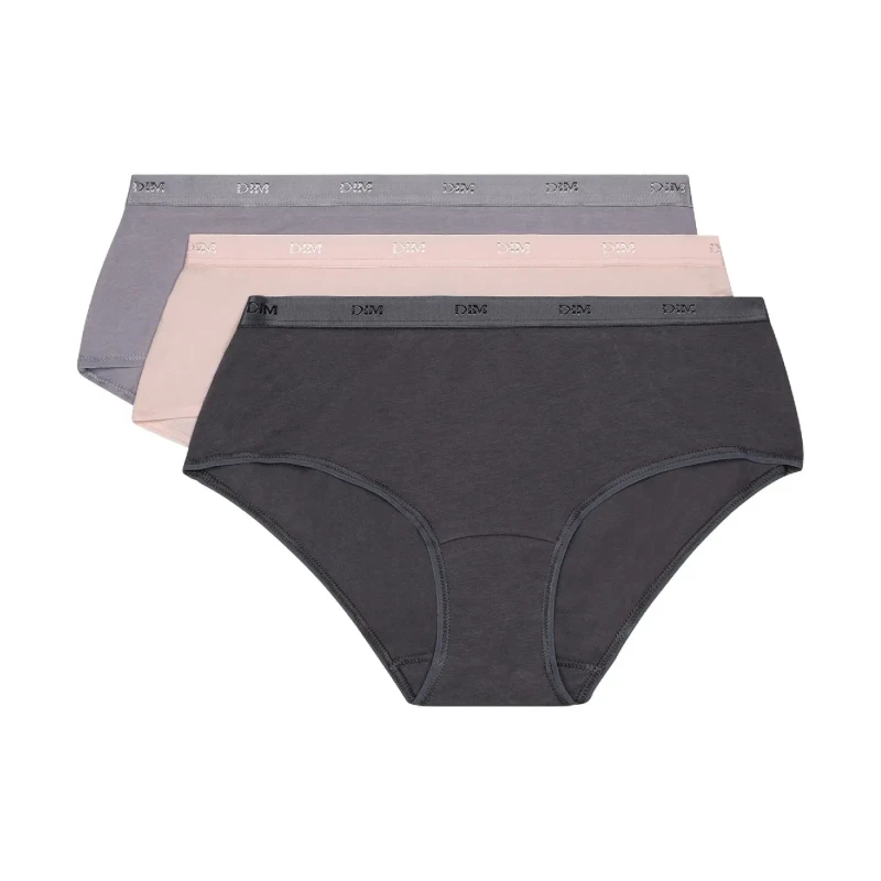 Image of Dim Pack of 3 womens boxers DIM Coton Stretch Pockets Eco Marron Female 40/42